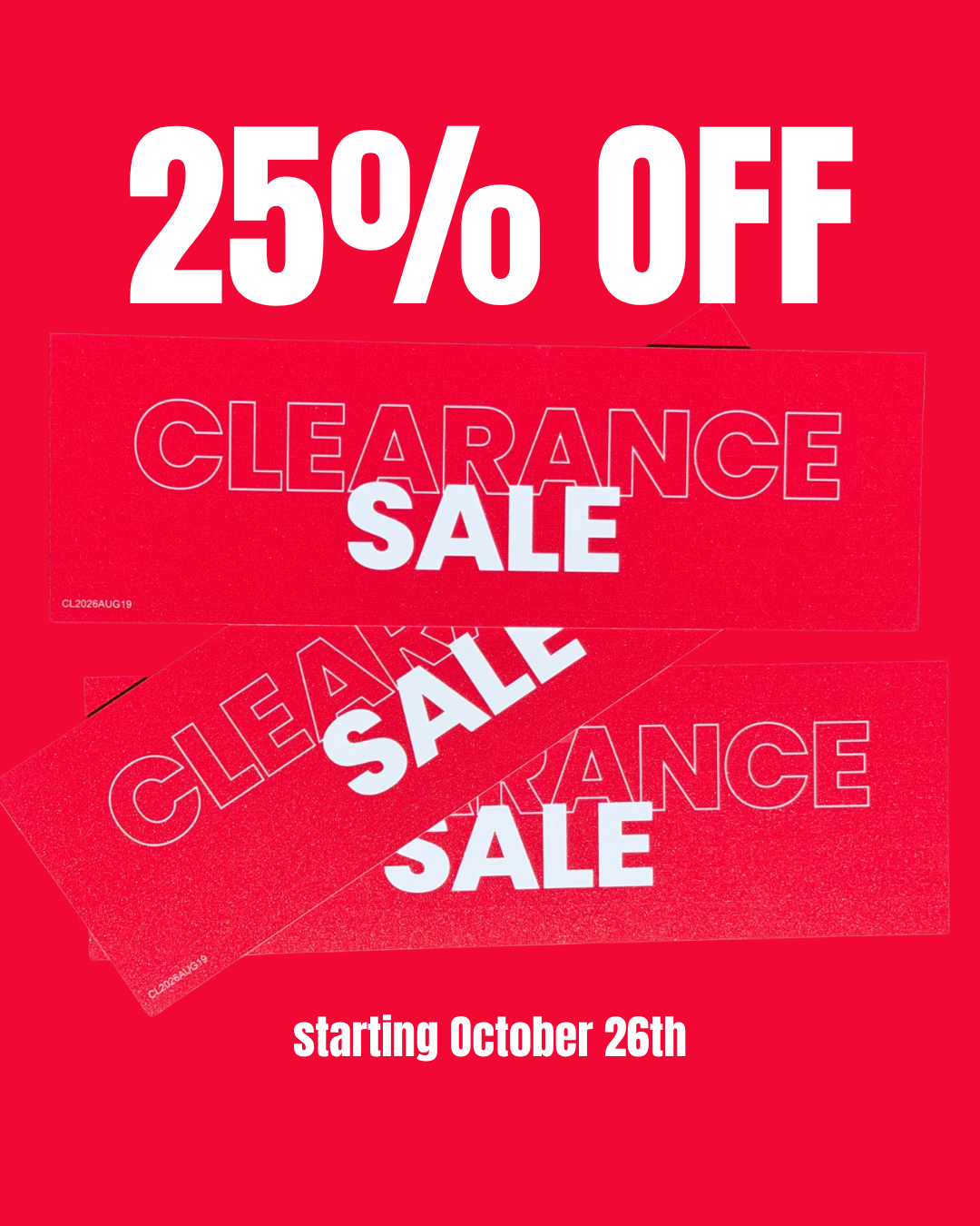 25% Off Clearance Sale